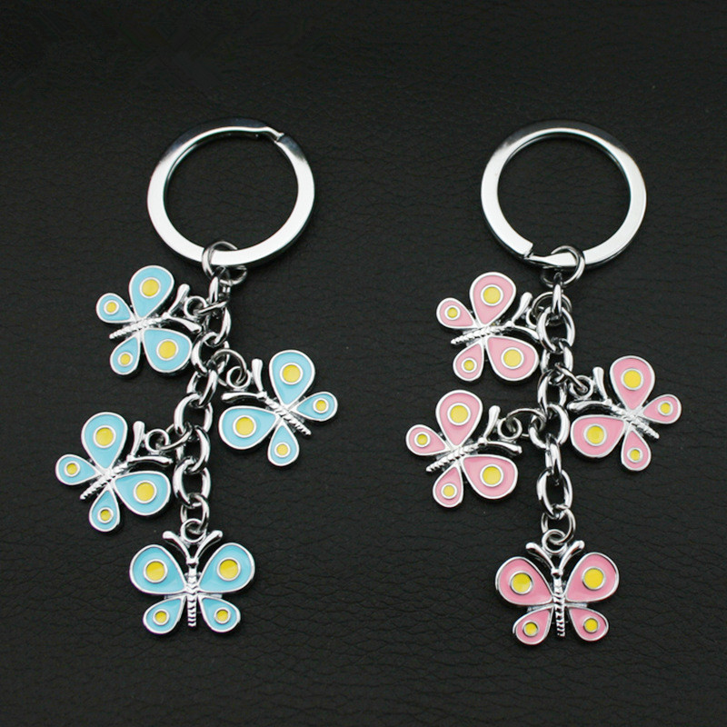 Leverer sommerfuglforms nøglering tilpasset zinklegering nøgleringskæde hængende dekorationer til mand eller kvindens tasker