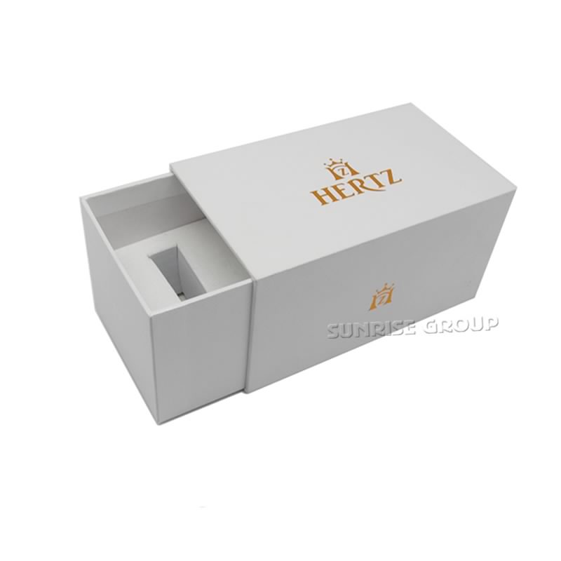 Luksus Stiv karton Watch Packaging Box med guldfolie Logo