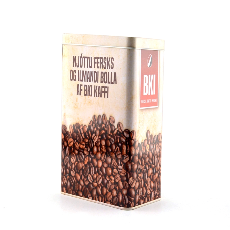 Brugerdefineret rektangulær kaffebønner tin boks med matkvalitet