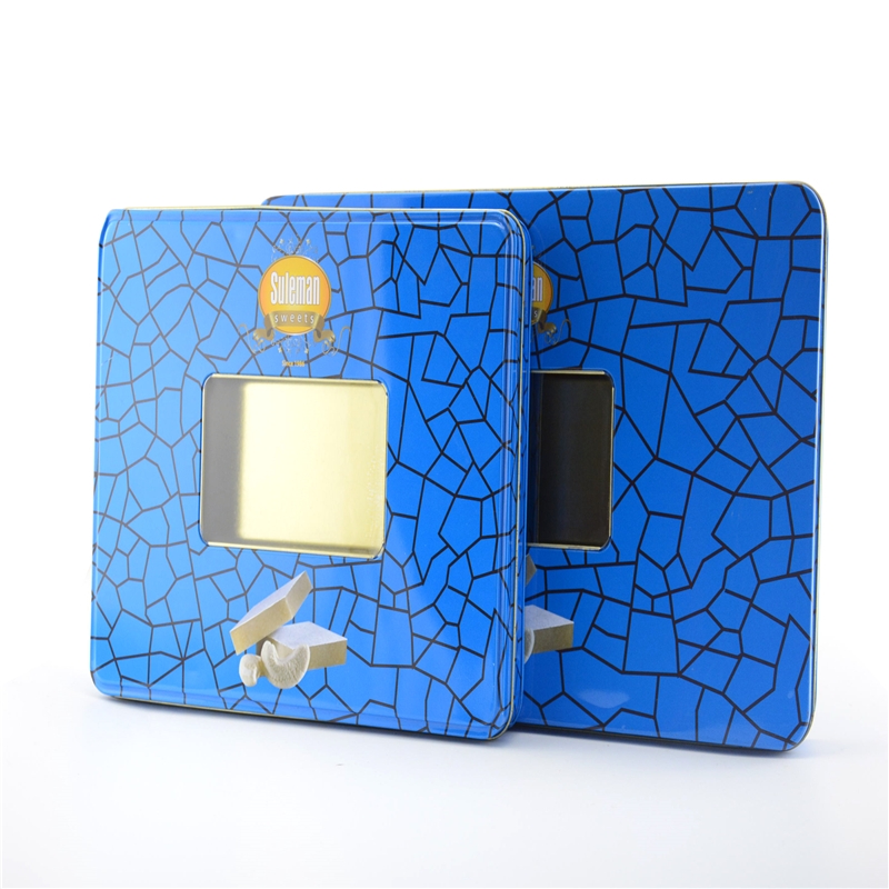 Fabrik engros rektangulær chokoladekage tin boks med PVC vindue