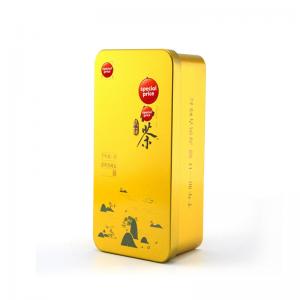Rektangulær guld metallisk finish te tin boks