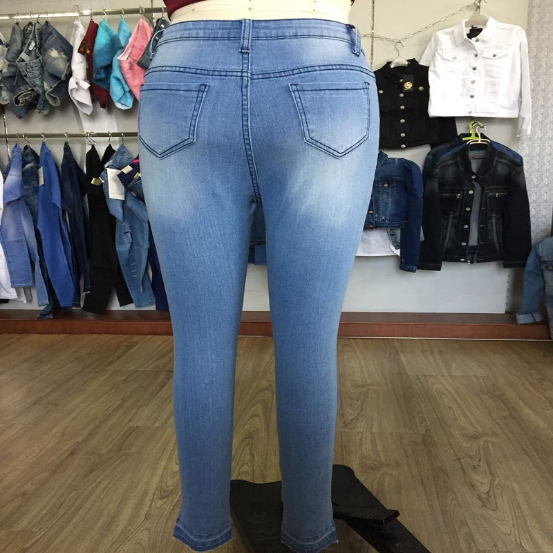 blå forstyrrede skinny jeans WS101127