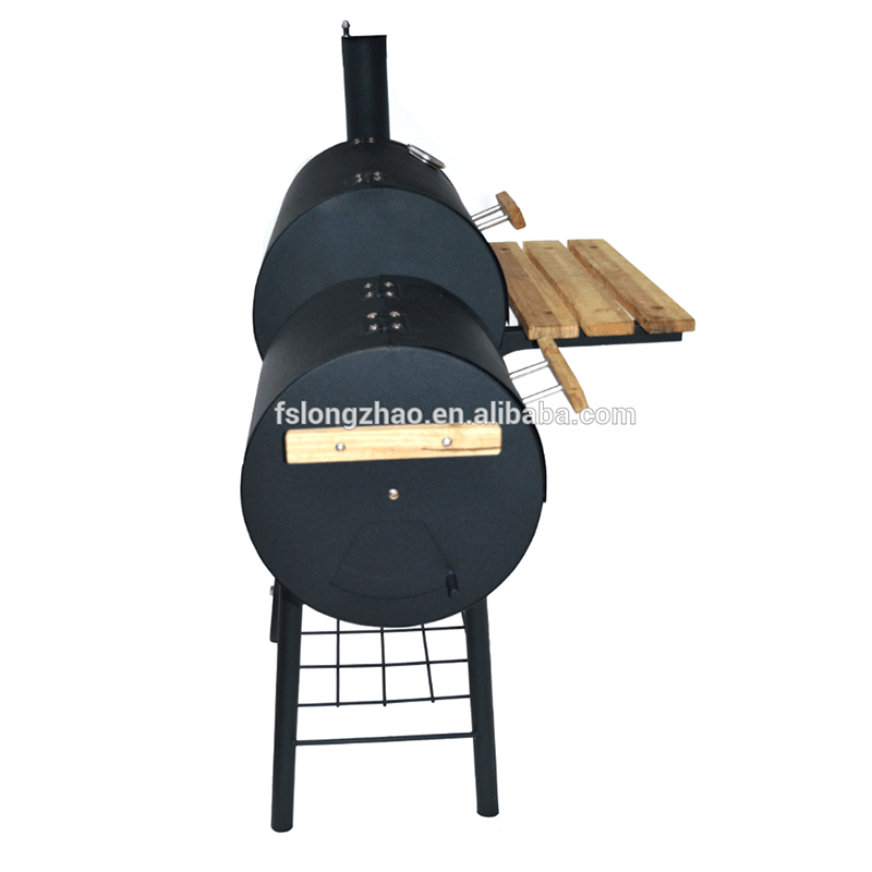 Høj kvalitet to / dobbelt / dobbelt tønde BBQ med skorsten ryger og træbord