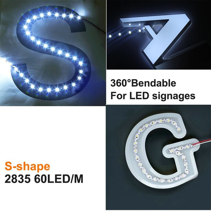 Ny ankomst Skræddersyet design IP20 Smd 2835 S Form LED Bøjelige LED-strimler Fleksibel LED-strip 360 grader