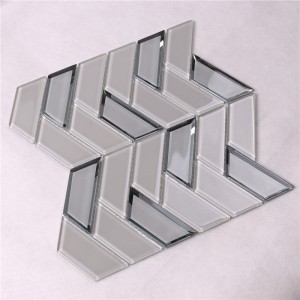 HMB32 Beidge Honed Herring Bone 12x12 Dekorativ stenbrud fliser med skrå glas Mosaik