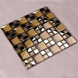 HDT04 Hot Seling Beveled Electroplated Rose Gold Color Glass Mosaic Fliser