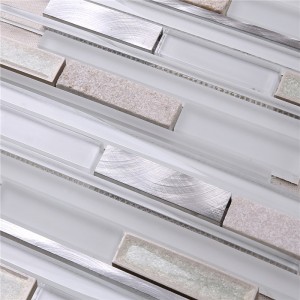 Factory Direct Ocean Blue Crystal Glass Strip Mosaic Tile HSD124
