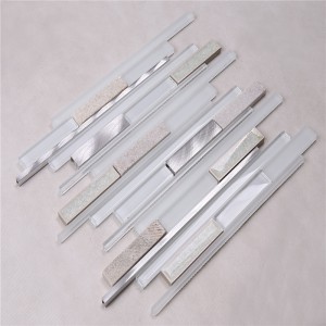 HSD124 Factory Direct Ocean Blue Crystal Glass Strip Mosaic Tile