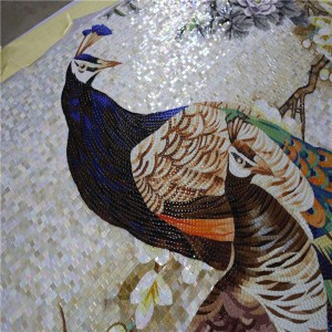 JH165 tilpasset håndlavet design påfugl mosaik vægmaleri kunst fliser mønster