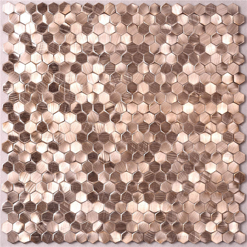 Nyheder Rose Gold Mix Brown Metal Mosaic Tile Wall Art