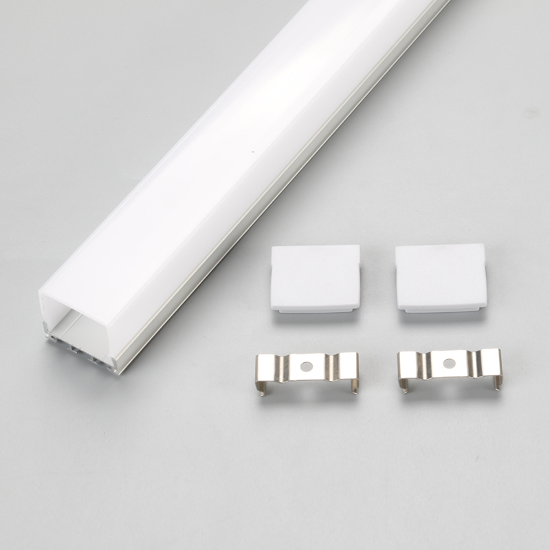 LED-profil aluminiumskanalsystem med dæksel og endehætter til LED-stripinstallationer