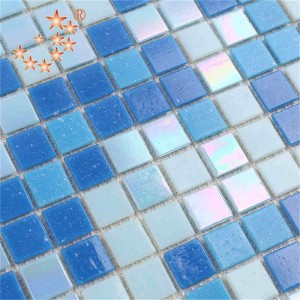 Billig blå glas swimmingpool mosaikfliser Brugerdefineret størrelse delfinform Wyih Multi Color
