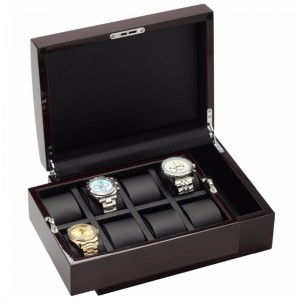 Ebony Wood Finish 8 Watch Case