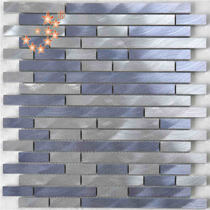 Blandet farve Sølv Purple Strip Aluminium Metal Mosaik Vægflise Køkken Splashback