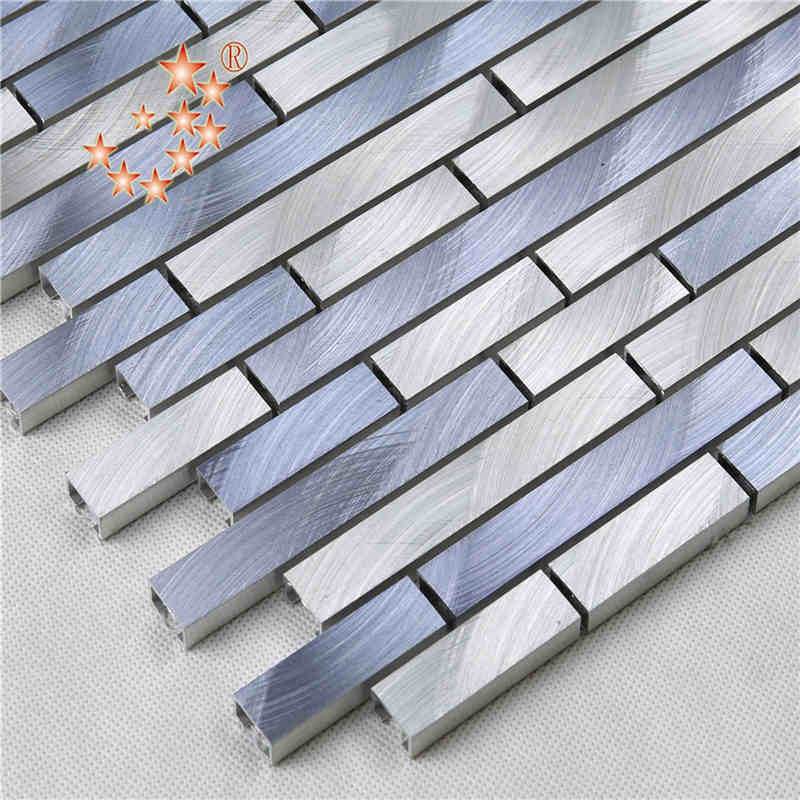 Blandet farve Sølv Purple Strip Aluminium Metal Mosaik Vægflise Køkken Splashback