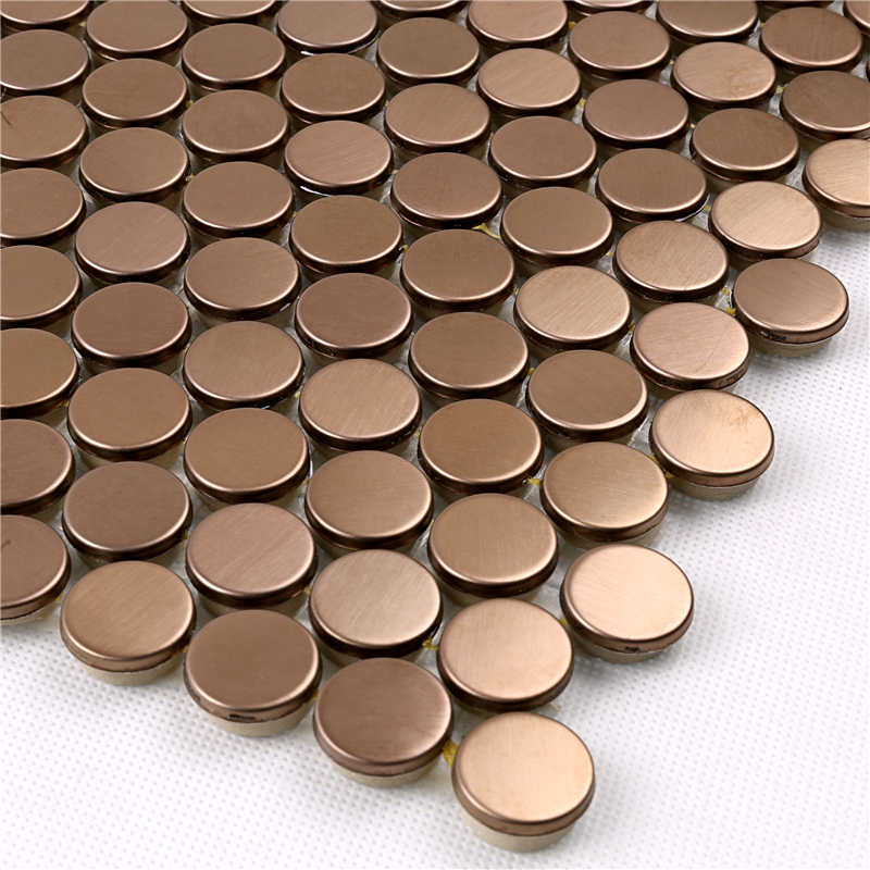 Rose Gold Kobber Metal Penny Round Mosaic Tile Kitchen Backsplash Hotel Stue Vægge Lanka Fliser Pris