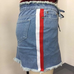 stribe side damer denim nederdel WS322