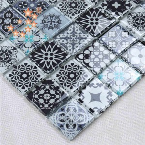 Engros firkantet blå marokkansk krystalglas Mosaikfliser krystal porcelæn fliser til Hotel Club dekoration vægge