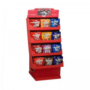 Innovativ baggrundsbelyst 3 hylde / lag papir pap gulv display stå til cookies / kiks / brød / chokolade stativer