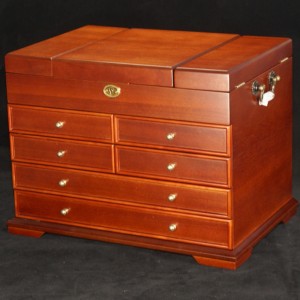 Triple låg træ smykkeskrin