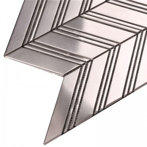 Arrowhead Metal Herringbone Mosaic Backsplash Fliser