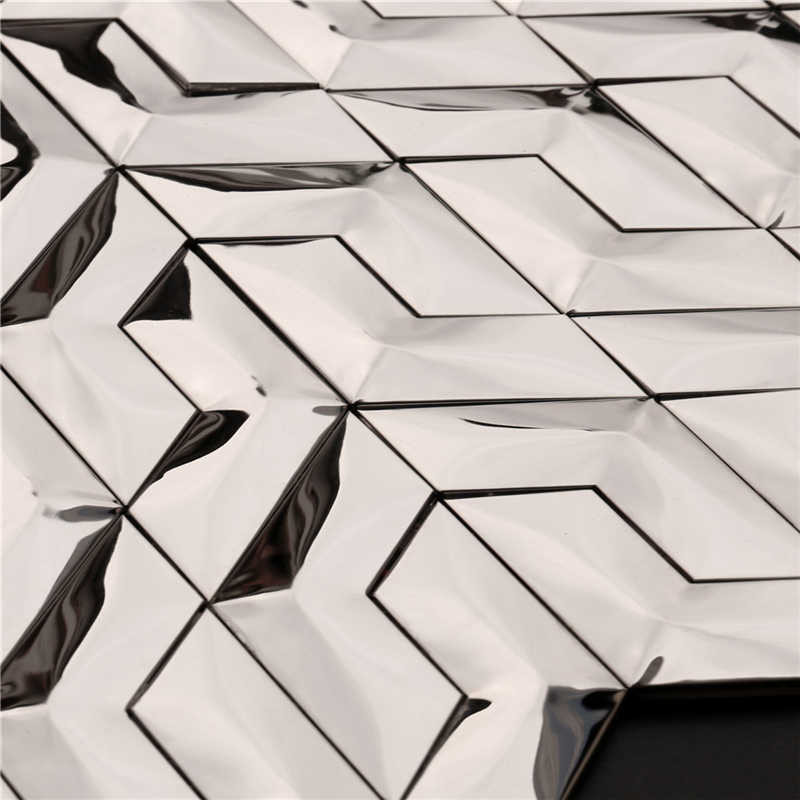 3D-effekt Silver Mirror Metal Mosaic Wall Fliser