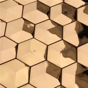 Luksus 3D guld hexagon metal vægfliser Art Decor