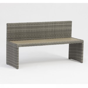 Rattan firkantet bordplads parkbænk udendørs møbler med paraplyhul