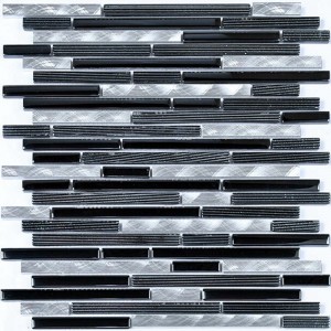 Trendy designstrimmel Tilfældigt blandet krystalglas og rustfrit stål Mosaikdekorationsvægflise