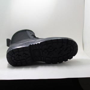 Militærstøvle med høj ankel sort ægte læder