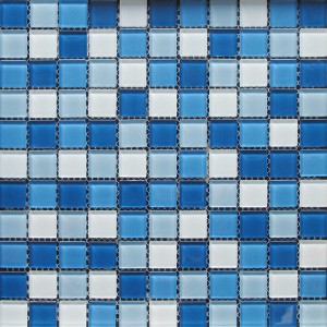 Konkurrencedygtig pris Crystal Glass Mosaic Billig Swimming Pool Tile Blue