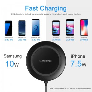 KPS-9502HCHot sælger 7,5 W spejl mini runde QI trådløs oplader til telefon