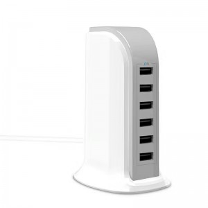 KPS-8405LC Six USB Ports vekselstrømsadapter (med aftageligt AC-kabel)