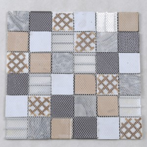 Seneste design Aluminium Metalblandet marmorglas Mosaikfliser til køkkenbagsplettervægge