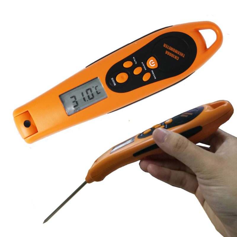 Spætform Høj / lav temperatur Alarm Alert Højpresterende Safty Aseptisk madtermometer med foldet sonde