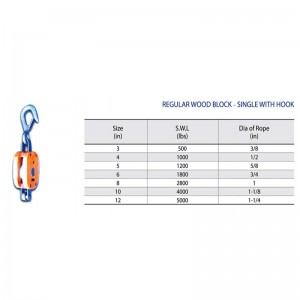 Almindelig træblok-enkelt med krog