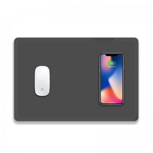 KPS-HBQ22 2in1 Custom QI 5W høj kvalitet læder tynd musemåtte trådløs oplader