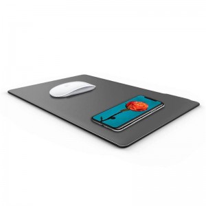 KPS-HBQ22 2in1 Custom QI 5W høj kvalitet læder tynd musemåtte trådløs oplader