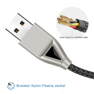 KPS-8449CB nylon USB-kabel -diamond type-c / belysning / mikro