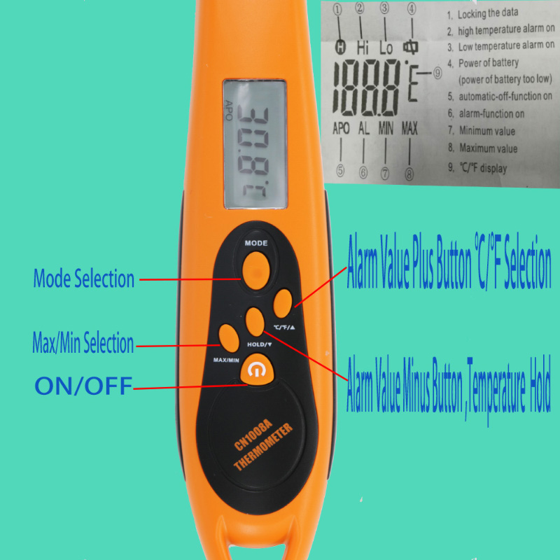 Digital køkken Mikrobølgeovn Øjeblikkeligt læse kødtermometer med rustfrit stål sonde