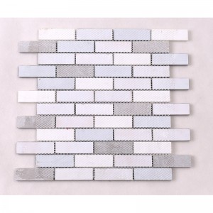 Moderne design grå stripe glas mix marmor og sten mosaik dekoration vægge fliser sprøjt tilbage