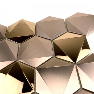 Rose Gold 3D hexagon 304/316 rustfrit stål fliser mosaik til vægdekoration