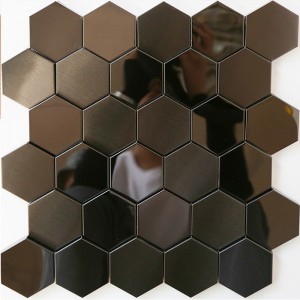 3D sort mosaikfliser Hexagon metal rustfrit stål Mosaik køkken badeværelse backsplash fliser