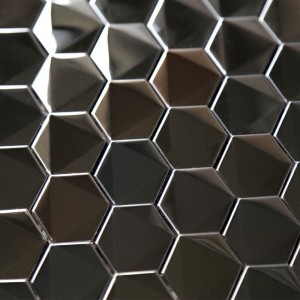 Sekskantet sort badeværelse køkken Blacsplash rustfrit stål Mosaikfliser