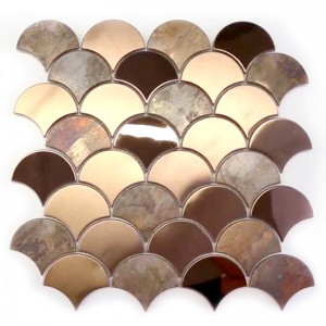 Smuk fisk skala messing indlæg fliser antik bronze spejl kobber mosaik