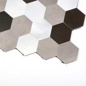Skræl og stick Tile Metal Backsplash til køkken, sølv aluminiumsoverflade