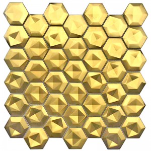 3D rustfrit stål hexagon mosaik til flisebadeværelse og dekoration Backsplash fliser