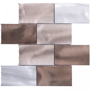 Hjem dekorativ metro mønster børstet metal aluminium væg backsplash mosaik fliser badeværelse