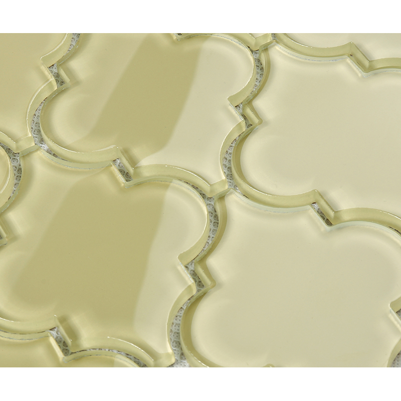 Bright Yellow Lantern Waterjet Arabesque Glass Brusebad Væg Badeværelse Mosaic Fliser