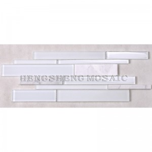 HSD131 Varmt salg Nyeste design Hvid Carrara Marmor Blandet glas Mosaik køkken Backsplash Subway Fliser